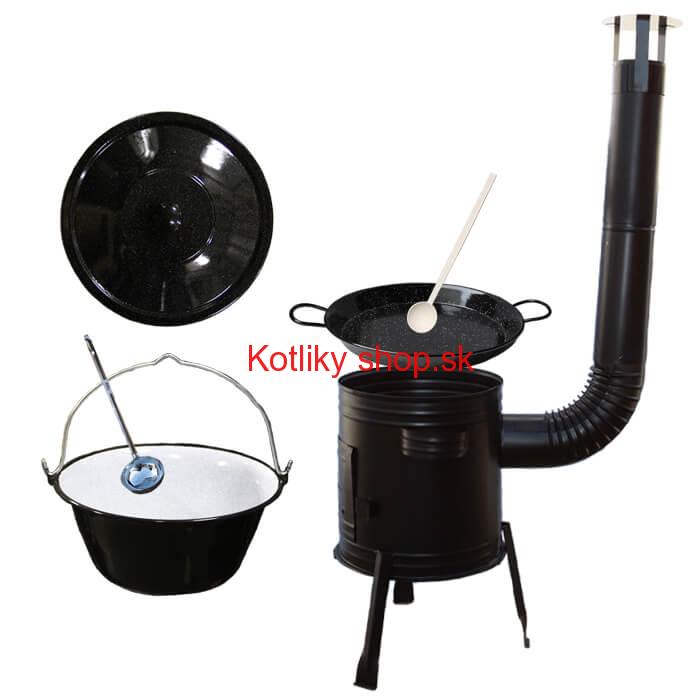 Paella smaltovaná panvica 46 cm so smaltovaným kotlíkom 30 L (1,2 mm) a kotlinou