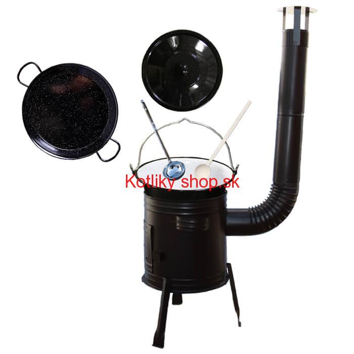 Paella smaltovaná panvica 46 cm so smaltovaným kotlíkom 30 L (1,2 mm) a kotlinou