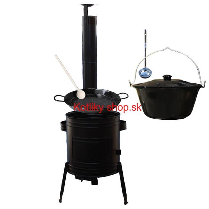 Paella smaltovaná panvica 46 cm so smaltovaným kotlíkom 30 L (1,2 mm) a kotlinou