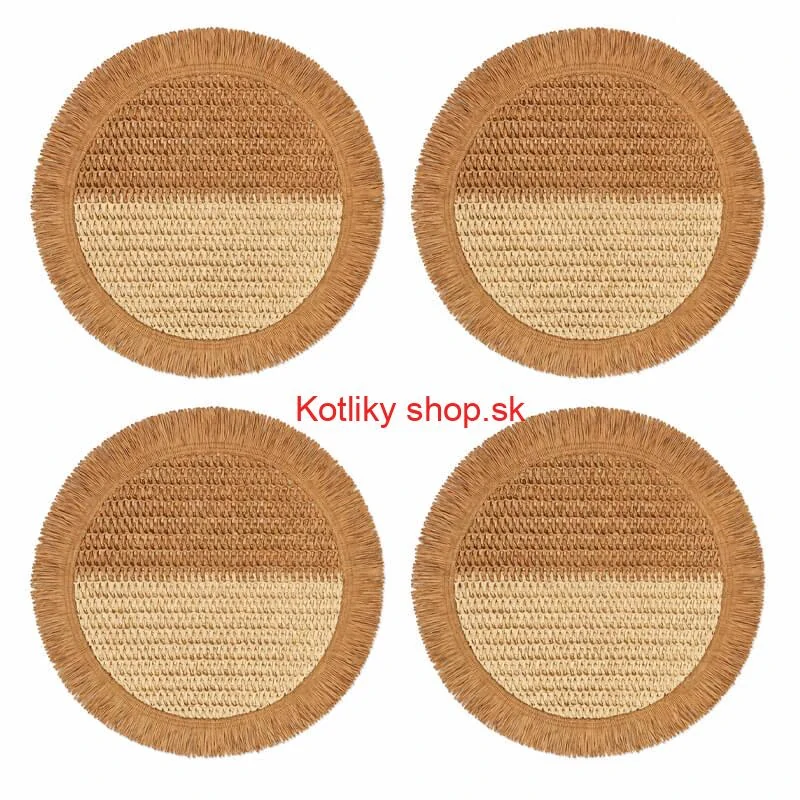 Prírodné podložky pod tanier so strapcami 37 cm, 4 ks