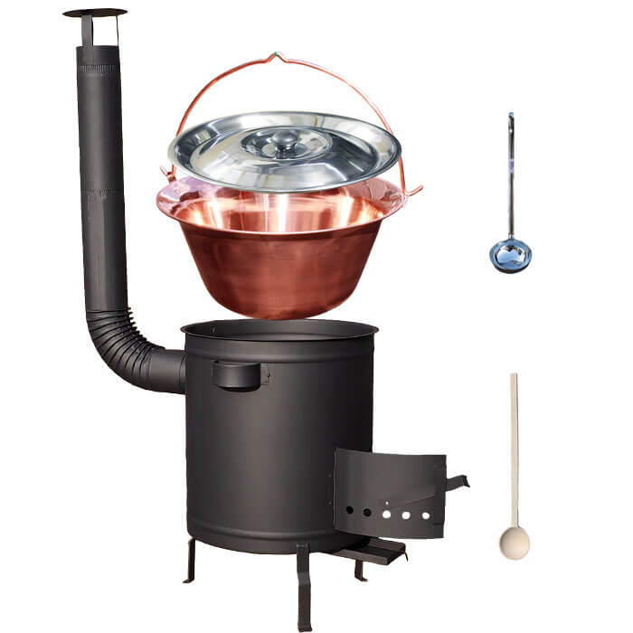 Medený kotlík 30 L (1,2 mm) + hrubostenná (1,5 mm) a žiaruvzdorná kotlina 45 PLUS 600