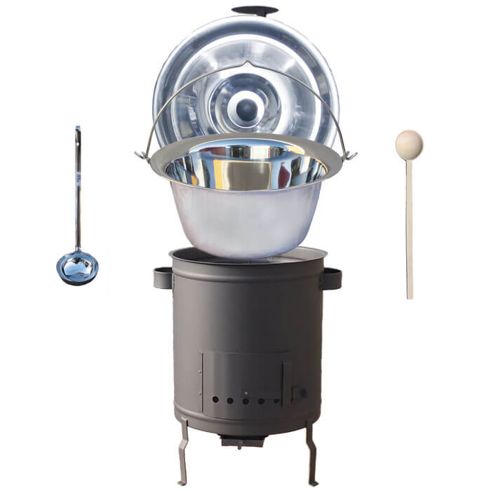 Nerezový kotlík 14 L (0,8 mm) + hrubostenná (1,5 mm) a žiaruvzdorná kotlina 36 PLUS 600