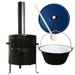 Smaltovaný kotlík 40 L (1,2 mm) + kovová kotlina 53 CLASSIC (KOV) + dymovod Max Party