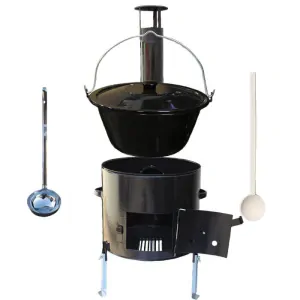 Smaltovaný kotlík 13 L (1,2 mm) + smaltovaná kotlina 36 cm + vareška a naberačka Easy party