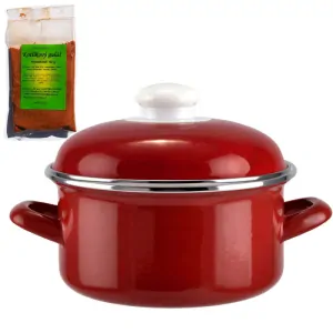 Smaltovaný kastról s pokrievkou 4 L červený + pikantná zmes korenia 50 g Kotlíkový guláš