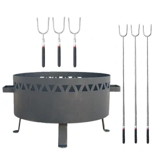 Prenosné ohnisko kov (1,5 mm) FIFO žiaruvzdorná farba PLUS 600 + Vidličky na opekanie teleskopické 6 ks