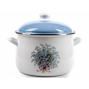 Smaltovaný hrniec s kvetinovým vzorom – Nezábudka 3 l + pokrievka