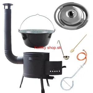 Smaltovaný kotlík (1,2 mm) 25 L + plynový horák k PB + nízka kotlina 42 PLUS 600 + nerezová pokrievka INOX