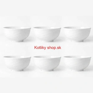 Set 6 ks: Prémiové biele misky s kamennou štruktúrou (750 ml)