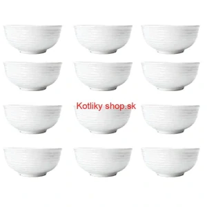 Set 12 ks: Prémiové biele misky s kamennou štruktúrou (750 ml)