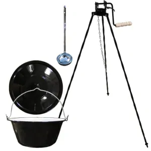 Smaltovaný kotlík 30 L + pokrievka + stojan s kladkou VAR