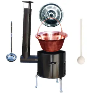 Medený kotlik 20 L (1,2 mm) + smaltovaná kotlina 39 cm + vareška a naberačka Easy party