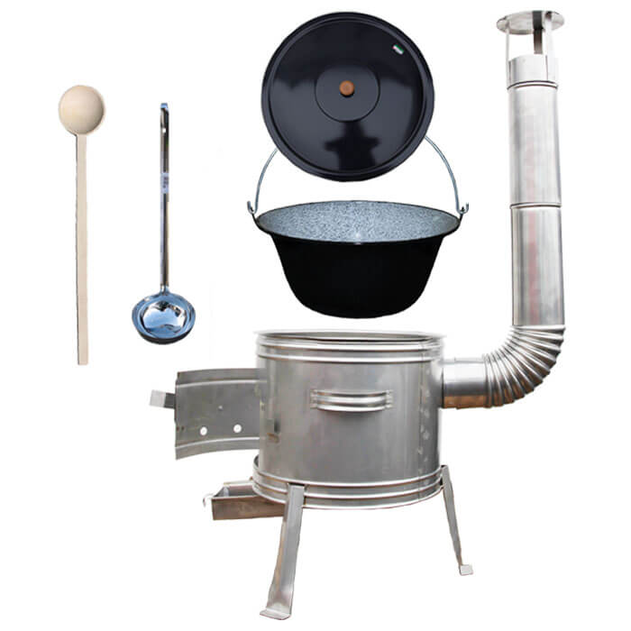 Smaltovaný kotlík 30 L (1,2 mm) + nerezová kotlina 45 cm + vareška a naberačka TOPLUX