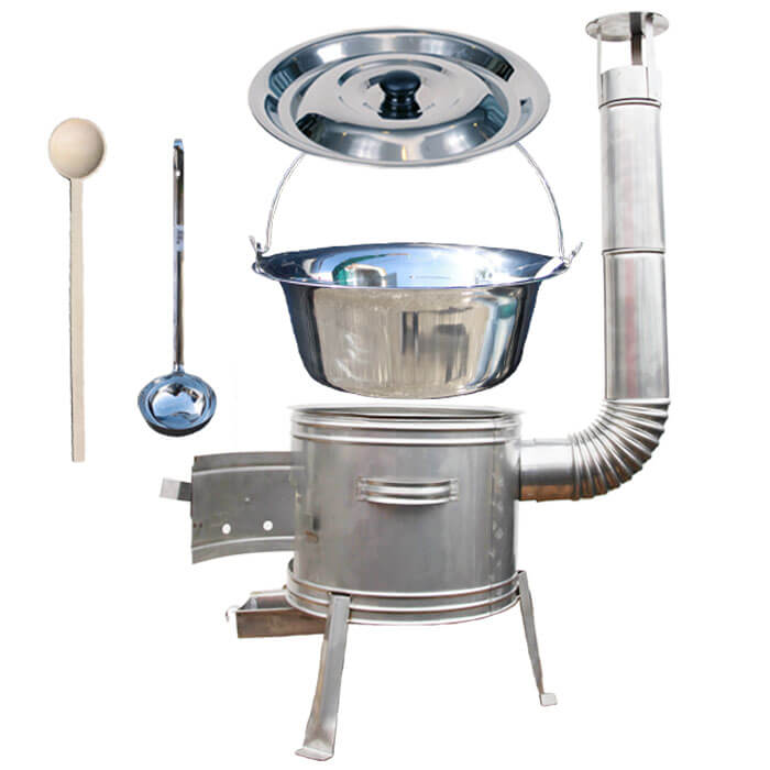 Antikorový kotlík 8 L (0,8 mm) + nerezová kotlina 31 cm + vareška a naberačka TOPLUX