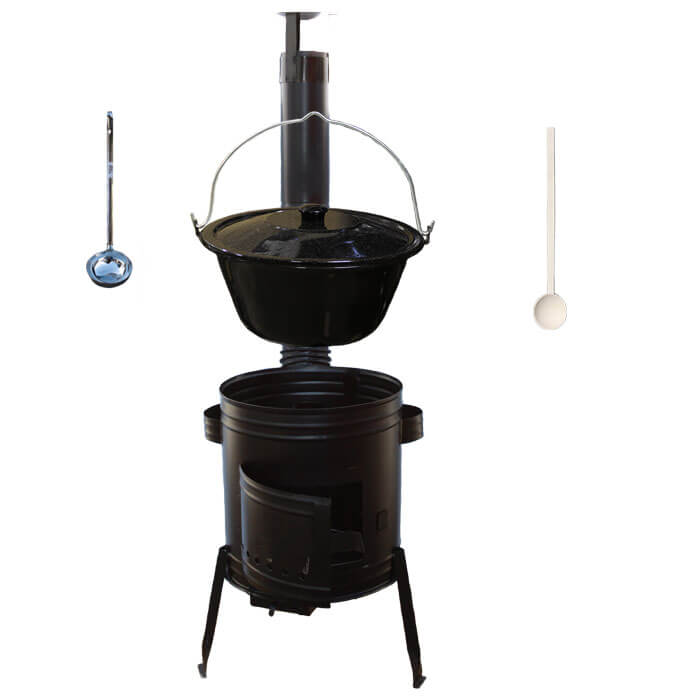 Smaltovaný kotlík 30 L (1,2 mm) + kovová kotlina 45 CLASSIC (KOV) + vareška a naberačka Easy party