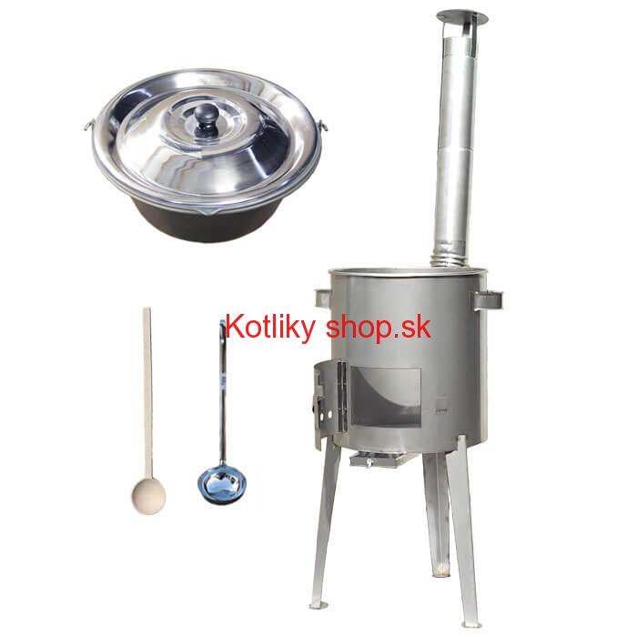 Železný kotlík 14 L (0,75 mm) + nerezová kotlina 36 cm LUXUS