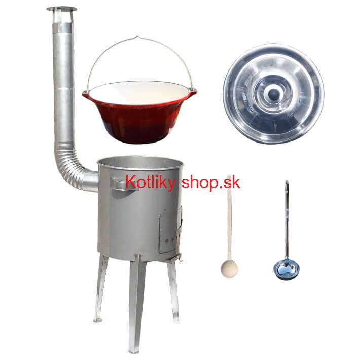 Liatinový kotlík 16 L + nerezová kotlina a naberačka LUXUS