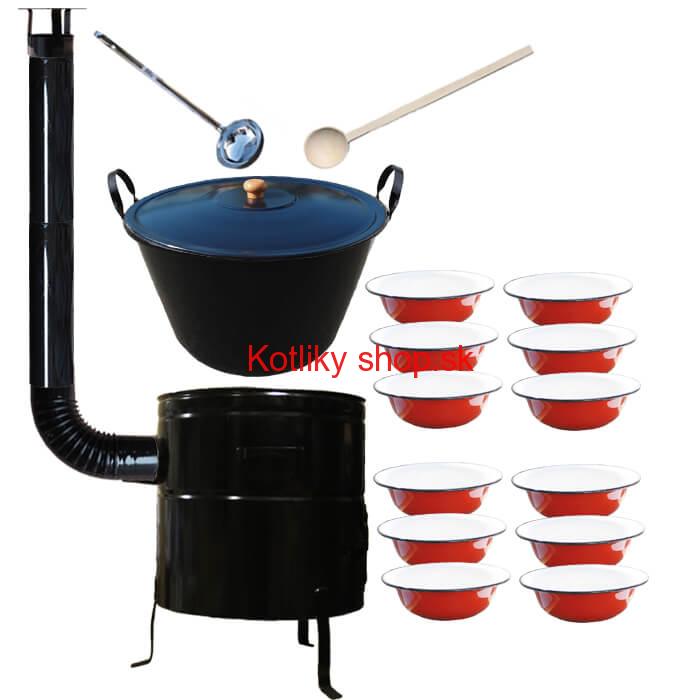 Smaltovaný kotol 80 L + smaltované taniere 12 ks BIG PARTY