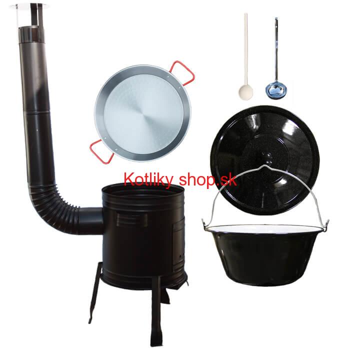 Paella oceľová panvica 42 cm so smaltovaným kotlíkom 16 L (1,2 mm) a kotlinou