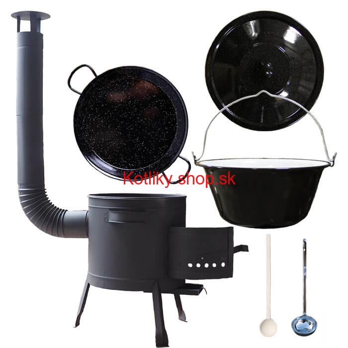 Smaltovaný kotlík 16 L + Paella smaltovaná panvica 42 cm + žiaruvzdorná nízka kotlina 39 PLUS 600
