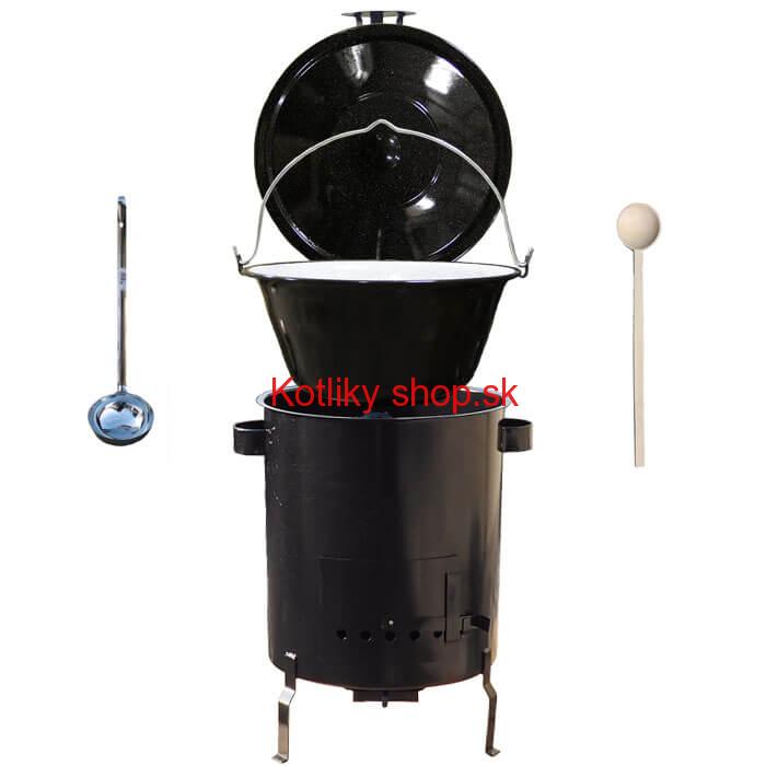 Smaltovaný kotlík 30 L (1,2 mm) + hrubostenná (1,5 mm) kovová kotlina 45 STRONG