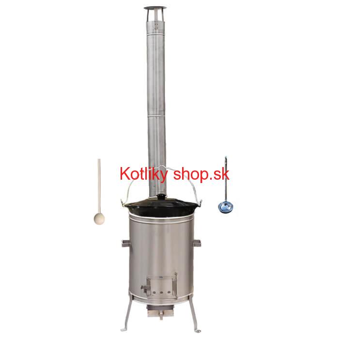 Smaltovaný kotlík 25 L (1,2 mm) + nerezová kotlina 42 cm LUX  + vareška a naberačka