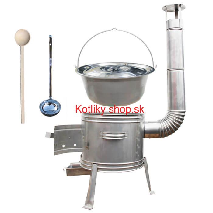 Nerezový kotlík 30 L (1,5 mm) + nerezová kotlina 42 cm TOPLUX + vareška a naberačka