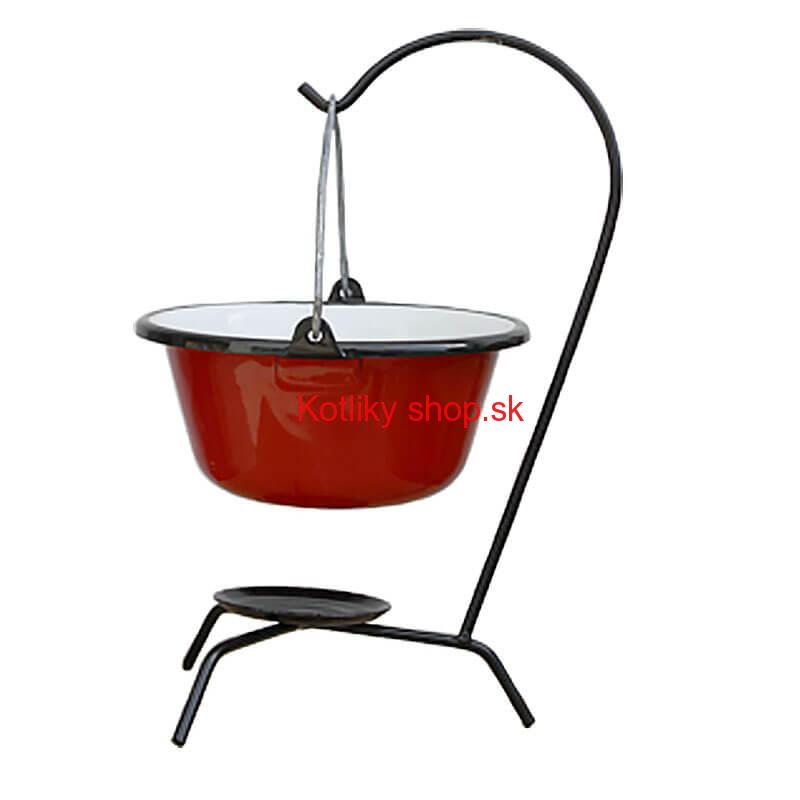 Servírovací kotlík na guláš smaltovaný červený 0,8 l + stojan