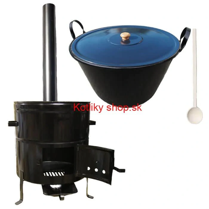 Zabíjačkový smaltovaný kotol 60 L + kovová kotlina 53 cm + dymovod