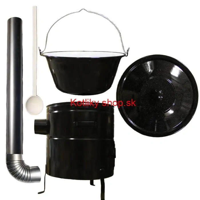 Smaltovaný kotlík 30 L (1,2 mm) + kovová kotlina 50 CLASSIC (KOV) + dymovod Max Party