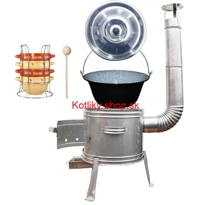 Smaltovaný kotlík 22 L (1,2 mm) + misky na guláš 4 ks + nerezová kotlina 42 cm TOPLUX