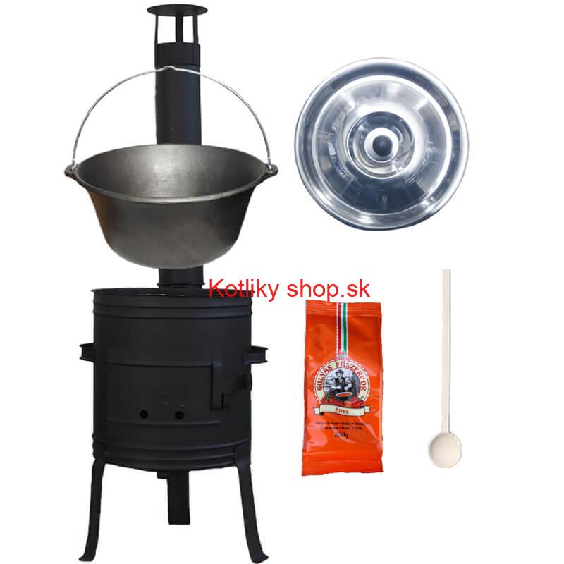 Liatinový kotlík 10,8 L + kotlina 33 cm (1 mm) + žiaruvzdorná farba Plus 700