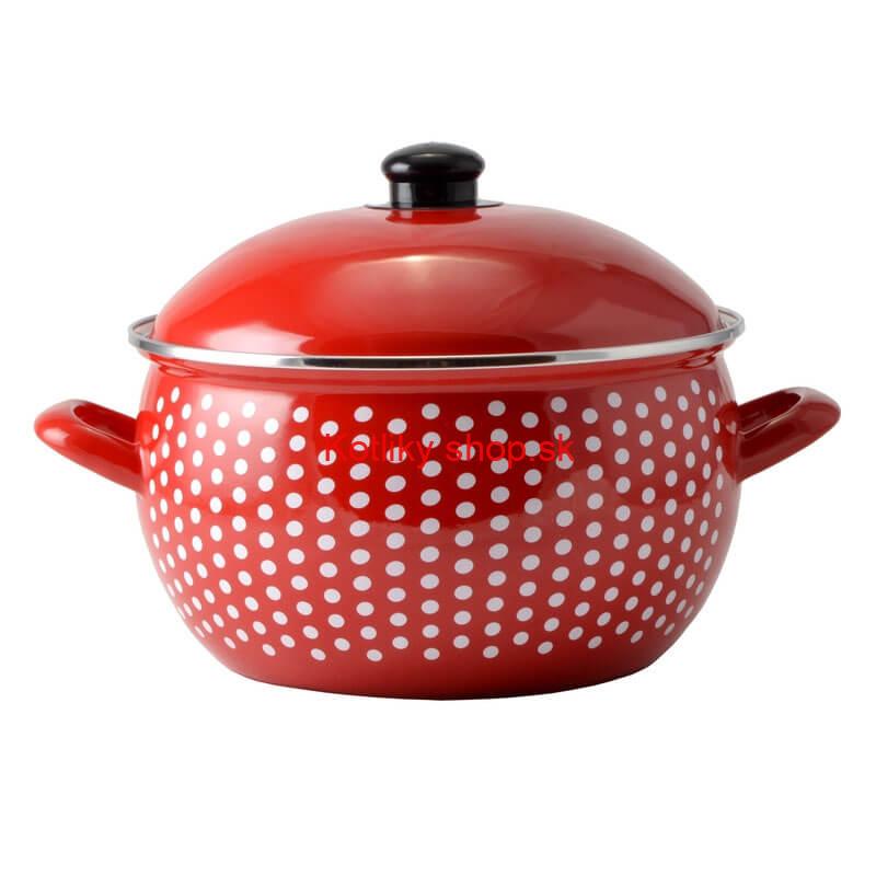 Smaltovaný hrniec 2 l červený 16 cm (bodkovaný)