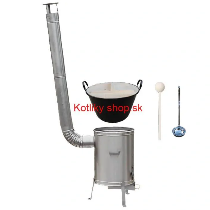 Zabíjačkový smaltovaný kotol 100 L + nerezová kotlina (1,5 mm) 60 cm LUX + vareška a naberačka