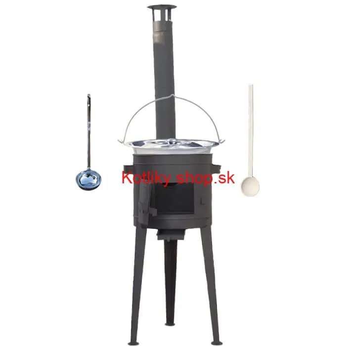 Nerezový kotlík 22 L (0,8 mm) + vysoká žiaruvzdorná kotlina (2,0 mm) HODO 42 cm PLUS 600 + vareška + naberačka