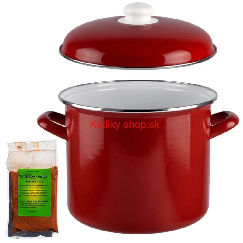 Smaltovaný hrniec s pokrievkou 5,2 L červený + pikantná zmes korenia 50 g Kotlíkový guláš