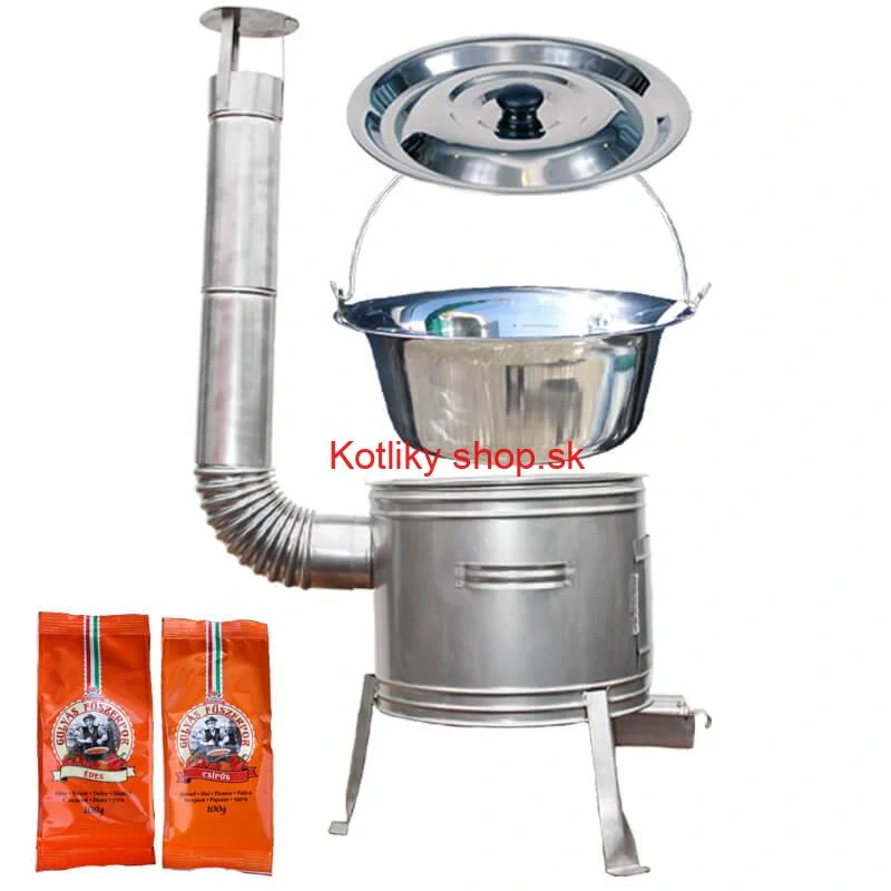 Nerezový kotlík 22 L (0,8 mm) INOX + Nerezová kotlina 42 INOX + paprikové korenie na guláš - MIX 100 g