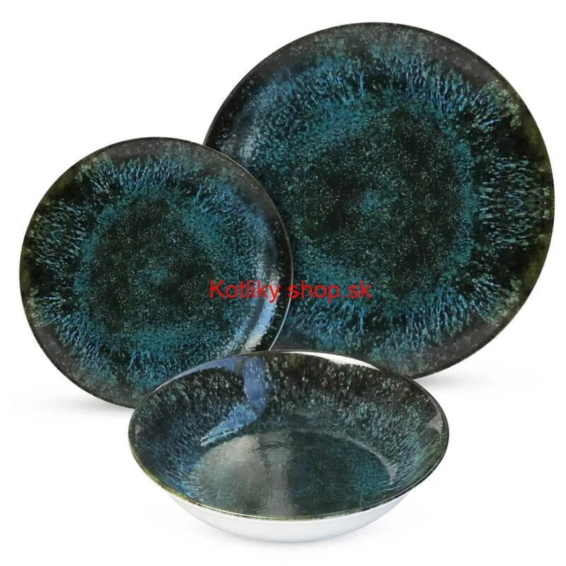 Súprava keramických tanierov 18 ks BLACK