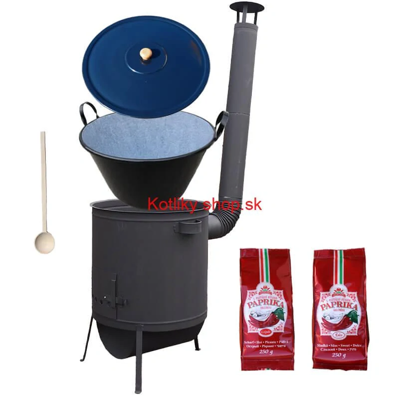 Smaltovaný kotol 70 L na zabíjačku + žiaruvzdorná kotlina 53 PLUS 600 4 MM + sladká a štipľavá paprika + vareška
