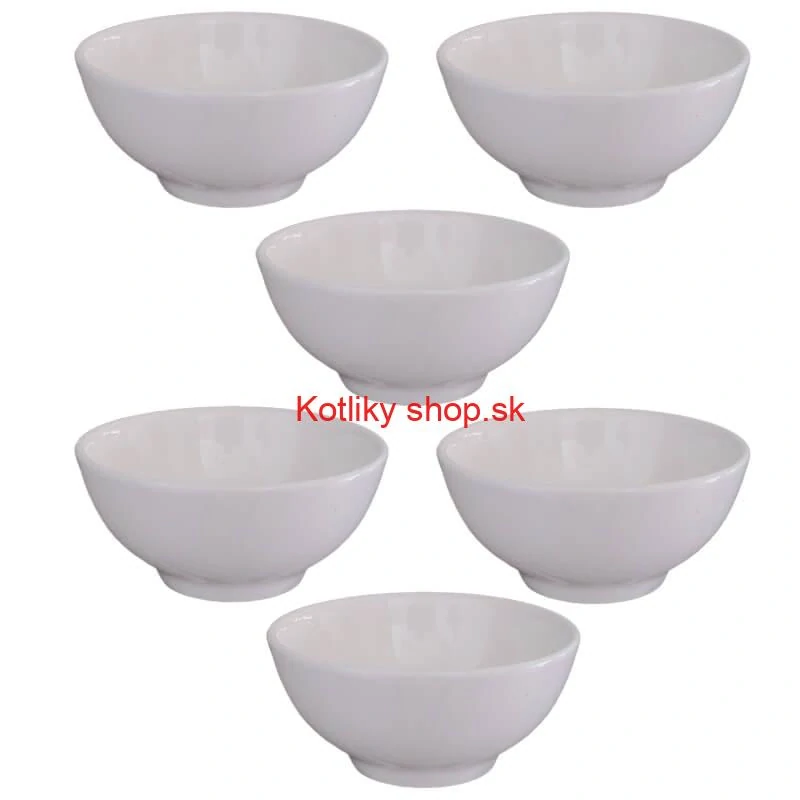Keramické misky na servírovanie gulášu 15 cm 6 ks biele