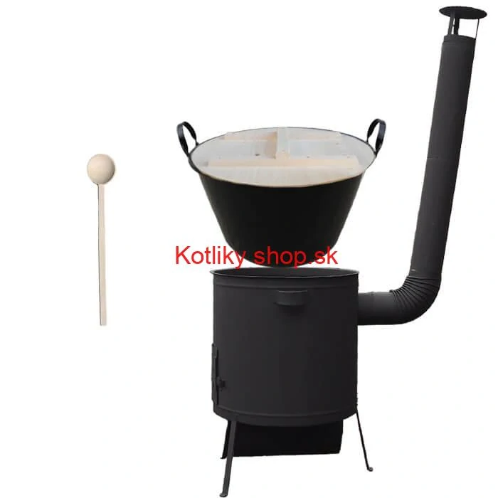 Zabíjačkový smaltovaný kotol 100 L, žiaruvzdorná kotlina 42 PLUS 600 4 MM, drevená pokrievka + vareška