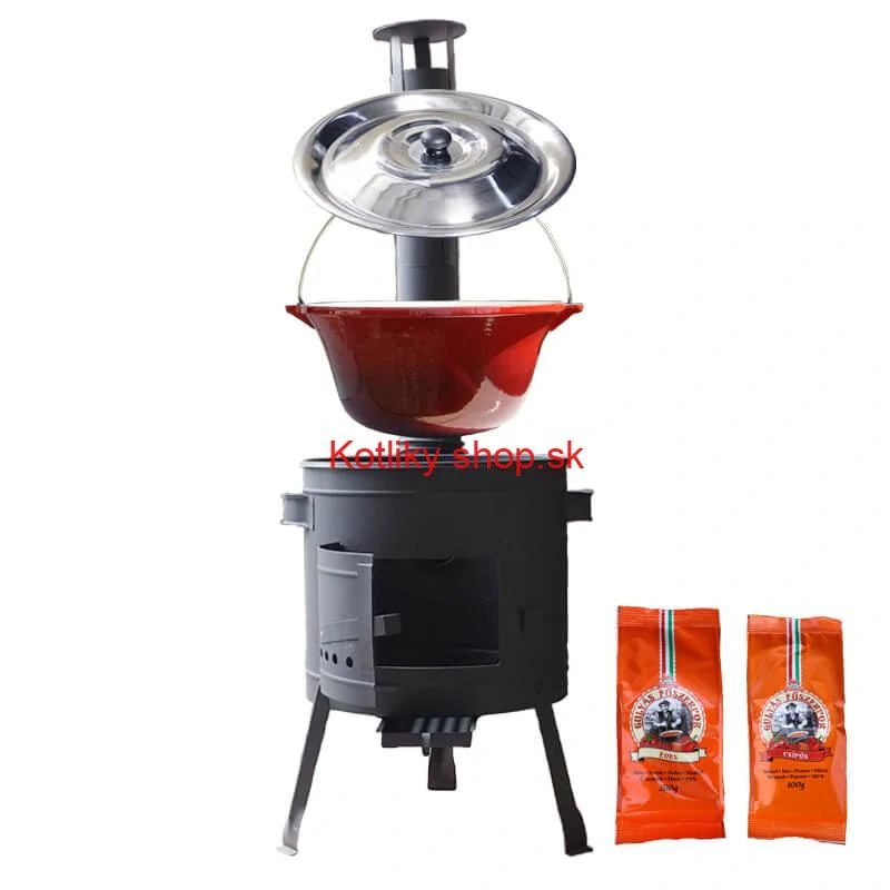 Liatinový kotlík so smaltovanou úpravou 22 L + nízka kotlina 42 PLUS 600 + paprikové korenie na guláš - MIX 100 g