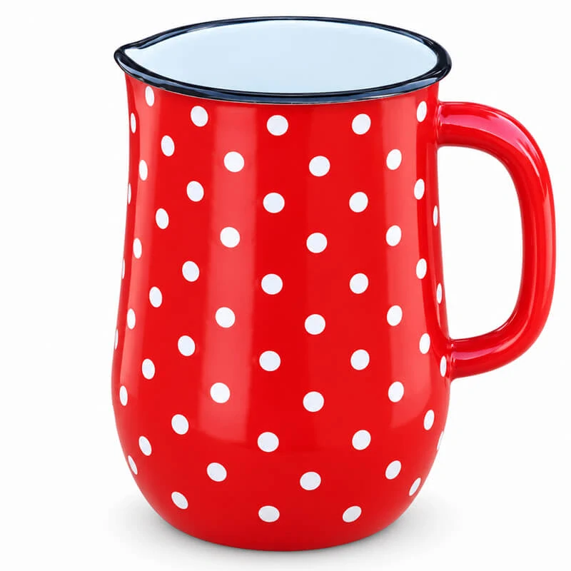 Bodkovaný smaltovaný džbán 2,5 l – červený