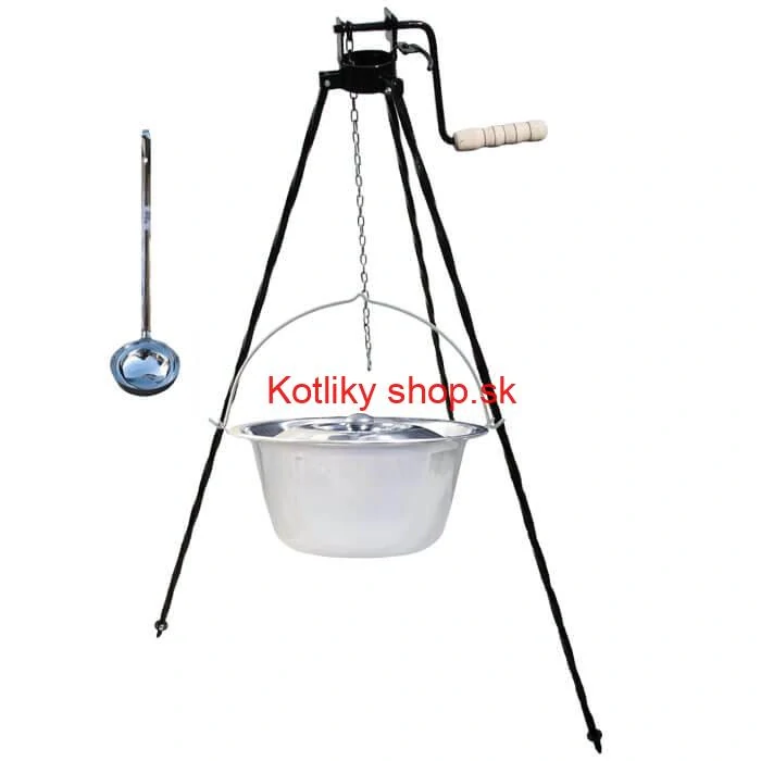 Antikorový kotlík 10 L + pokrievka + stojan s kladkou VAR