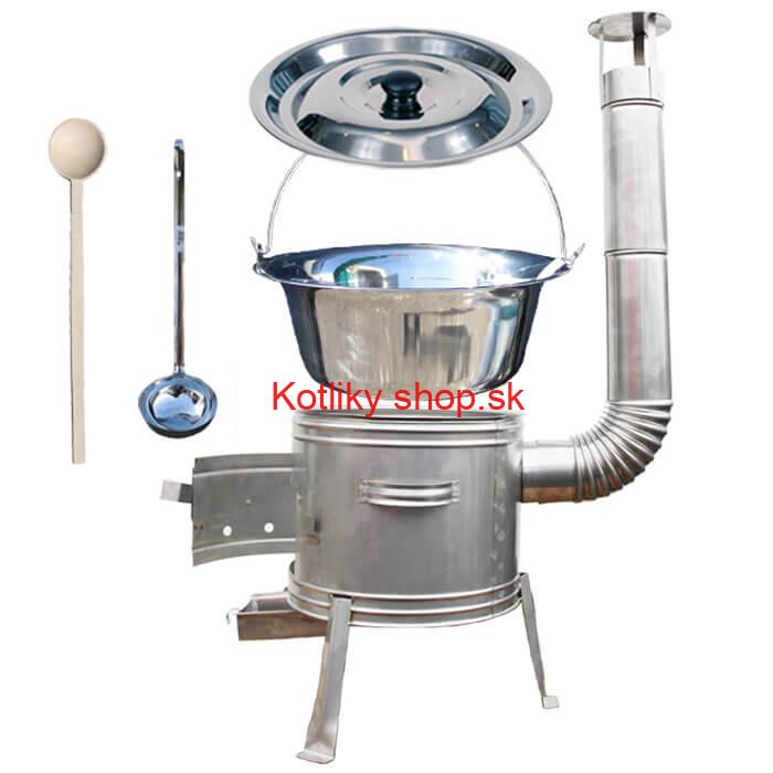 Antikorový kotlík 22 L (0,8 mm) + nerezová kotlina 39 cm + vareška a naberačka TOPLUX