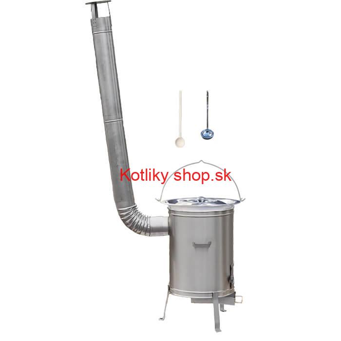 Antikorový kotlík 14 L (0,8 mm) + nerezová kotlina 36 cm + vareška a naberačka LUX