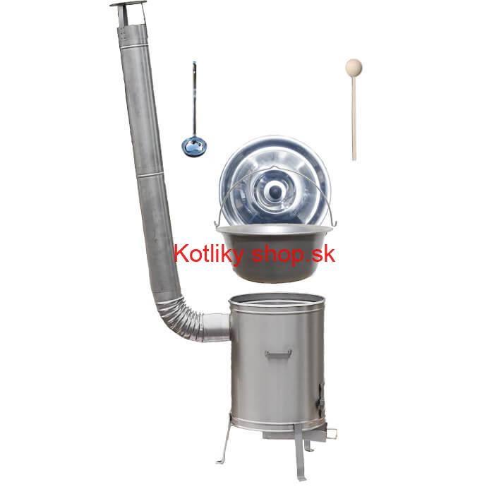 Nerezový kotlík 20 L (1,5 mm) + nerezová kotlina 42 cm + vareška a naberačka LUX