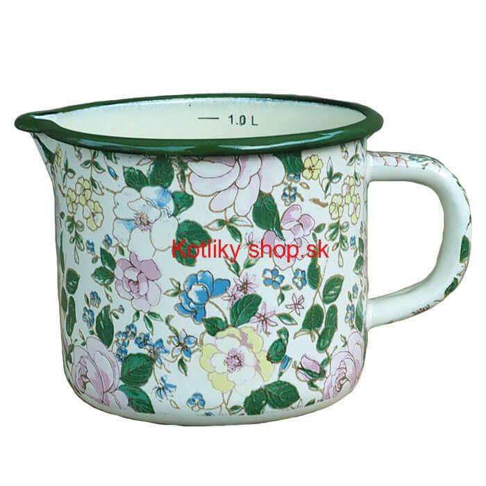 Smaltovaný hrnček s výlevkou 1 L DECOR