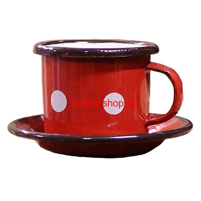 Smaltovaná šálka + podšálka