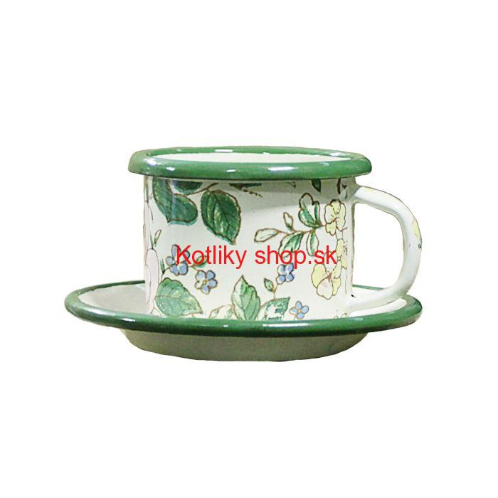 Smaltovaná šálka + podšálka